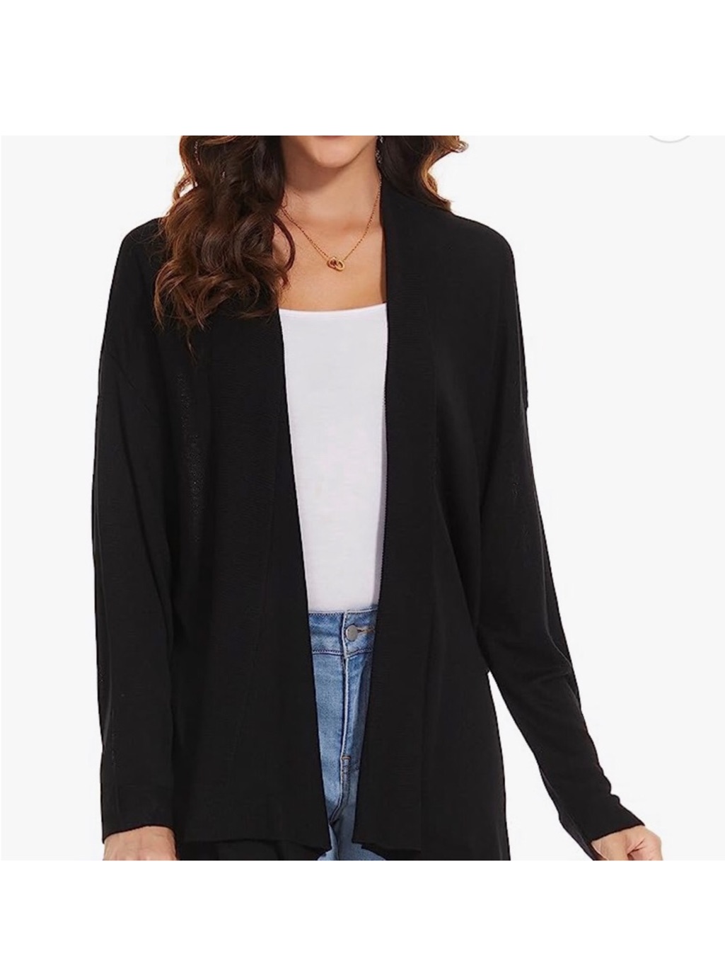Eileen Fisher Black Open Drape Cardigan